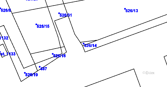 Parcela st. 526/14 v KÚ Tlumačov na Moravě, Katastrální mapa