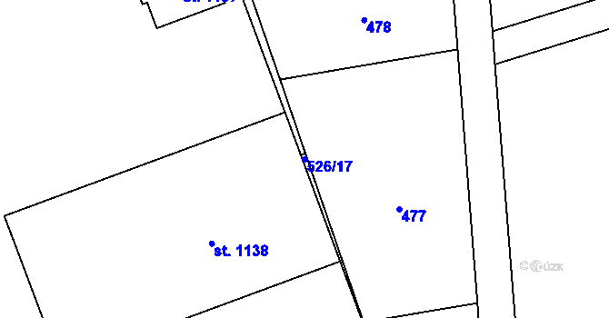Parcela st. 526/17 v KÚ Tlumačov na Moravě, Katastrální mapa