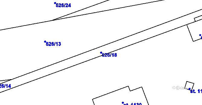 Parcela st. 526/18 v KÚ Tlumačov na Moravě, Katastrální mapa