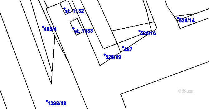 Parcela st. 526/19 v KÚ Tlumačov na Moravě, Katastrální mapa