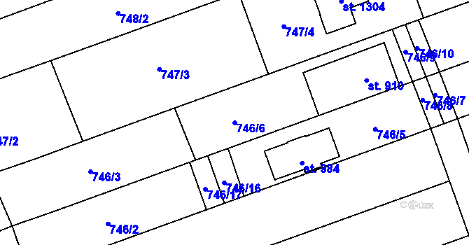 Parcela st. 746/6 v KÚ Tlumačov na Moravě, Katastrální mapa