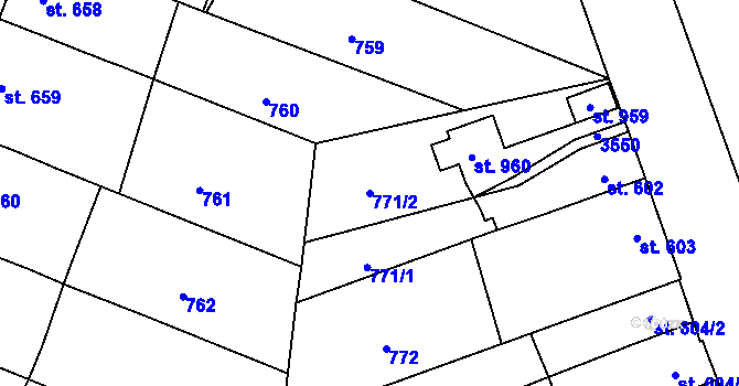 Parcela st. 771/2 v KÚ Tlumačov na Moravě, Katastrální mapa