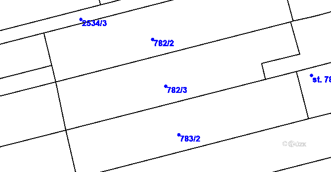 Parcela st. 782/3 v KÚ Tlumačov na Moravě, Katastrální mapa