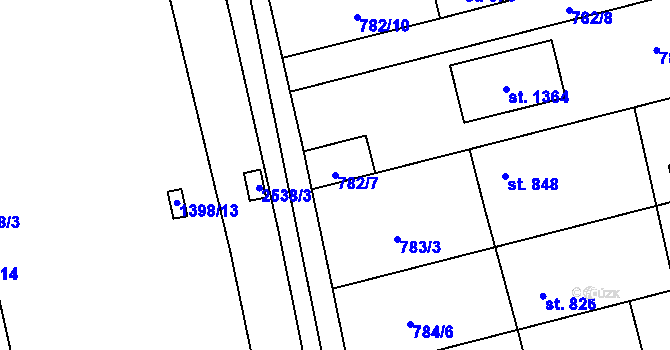 Parcela st. 782/7 v KÚ Tlumačov na Moravě, Katastrální mapa