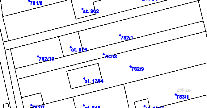 Parcela st. 782/8 v KÚ Tlumačov na Moravě, Katastrální mapa
