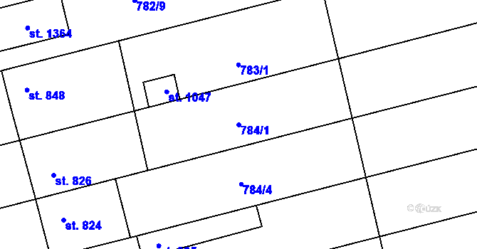 Parcela st. 784/1 v KÚ Tlumačov na Moravě, Katastrální mapa