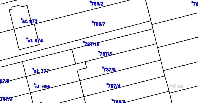 Parcela st. 787/5 v KÚ Tlumačov na Moravě, Katastrální mapa