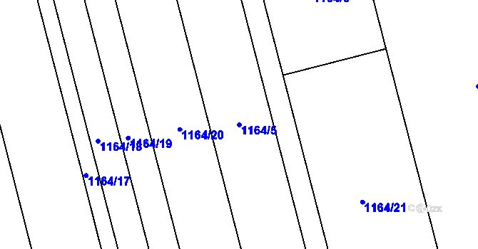 Parcela st. 1164/5 v KÚ Tlumačov na Moravě, Katastrální mapa
