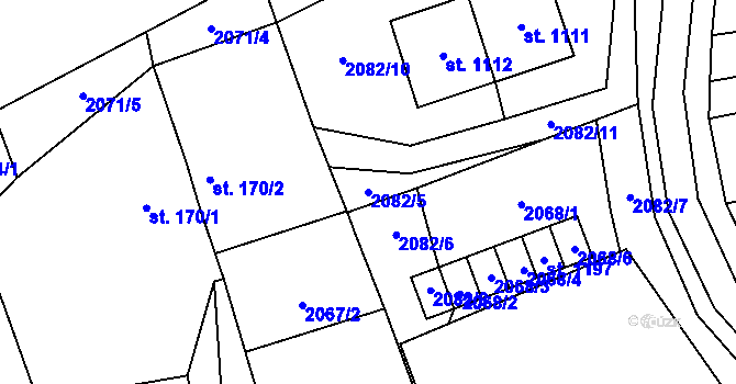Parcela st. 2082/5 v KÚ Tlumačov na Moravě, Katastrální mapa