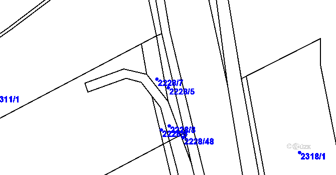 Parcela st. 2228/5 v KÚ Tlumačov na Moravě, Katastrální mapa
