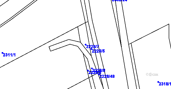 Parcela st. 2228/7 v KÚ Tlumačov na Moravě, Katastrální mapa