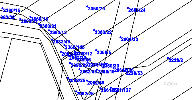 Parcela st. 2360/5 v KÚ Tlumačov na Moravě, Katastrální mapa
