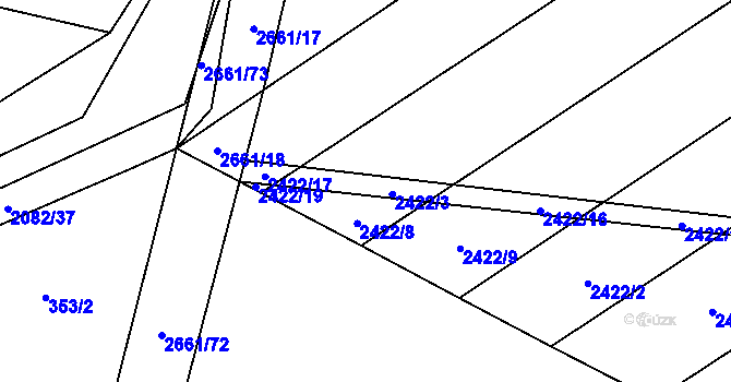 Parcela st. 2422/3 v KÚ Tlumačov na Moravě, Katastrální mapa