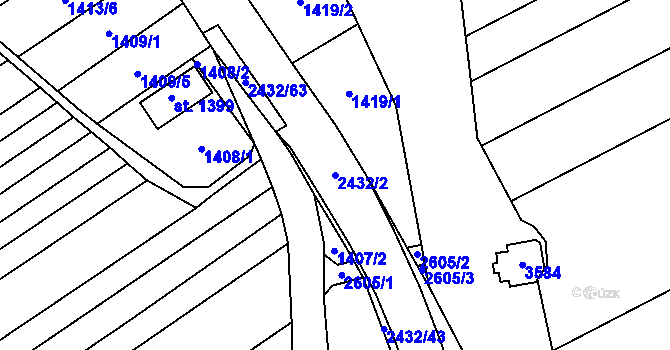 Parcela st. 2432/2 v KÚ Tlumačov na Moravě, Katastrální mapa