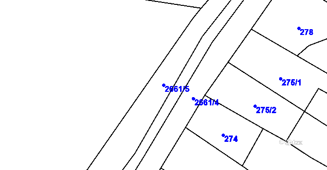 Parcela st. 2661/5 v KÚ Tlumačov na Moravě, Katastrální mapa