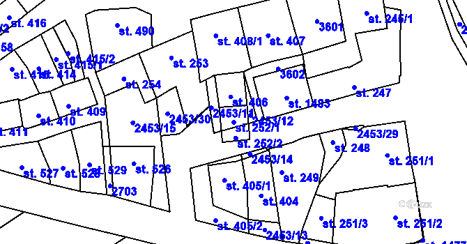 Parcela st. 252/1 v KÚ Tlumačov na Moravě, Katastrální mapa
