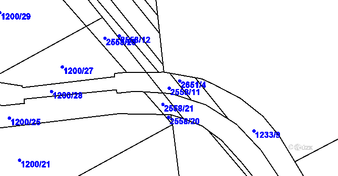 Parcela st. 2558/11 v KÚ Tlumačov na Moravě, Katastrální mapa