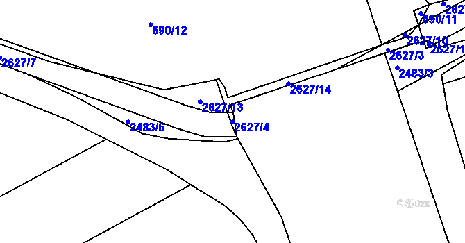 Parcela st. 2627/4 v KÚ Tlumačov na Moravě, Katastrální mapa