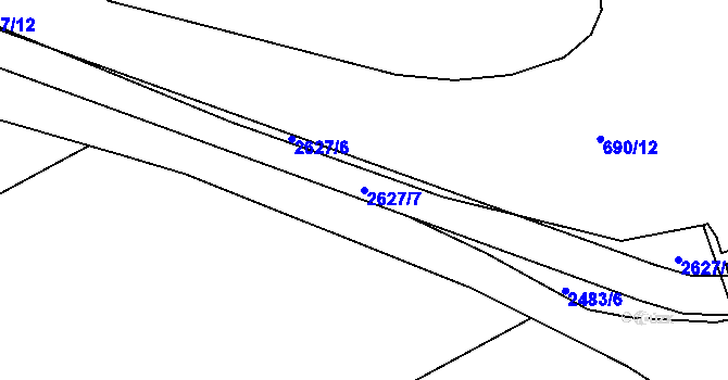 Parcela st. 2627/7 v KÚ Tlumačov na Moravě, Katastrální mapa
