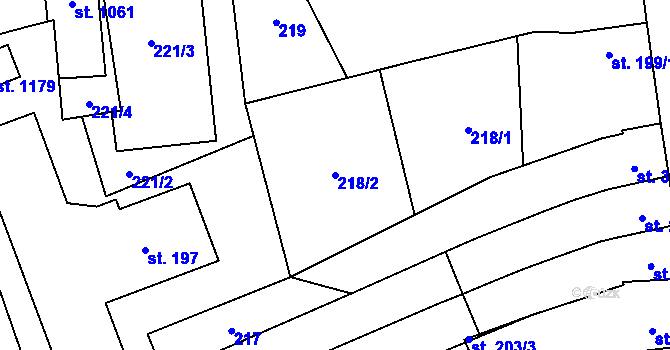 Parcela st. 218/2 v KÚ Tlumačov na Moravě, Katastrální mapa
