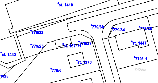 Parcela st. 779/27 v KÚ Tlumačov na Moravě, Katastrální mapa