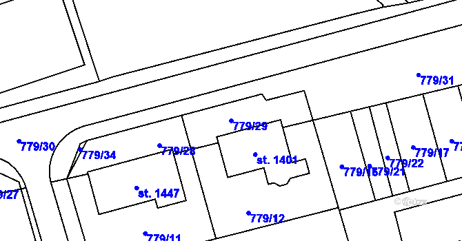 Parcela st. 779/29 v KÚ Tlumačov na Moravě, Katastrální mapa