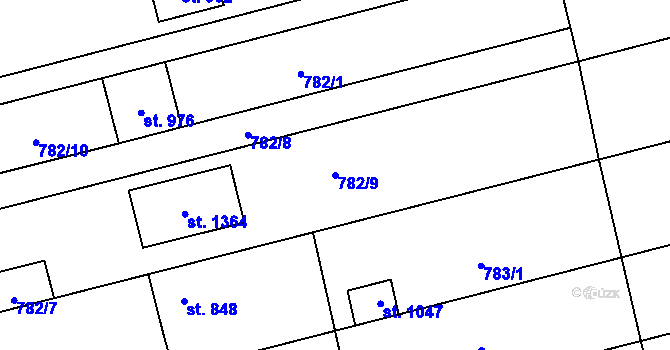 Parcela st. 782/9 v KÚ Tlumačov na Moravě, Katastrální mapa