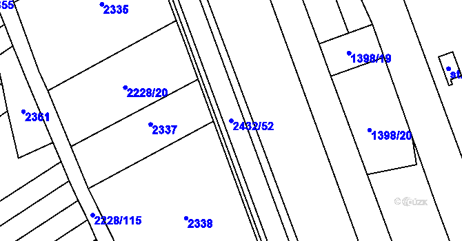 Parcela st. 2432/52 v KÚ Tlumačov na Moravě, Katastrální mapa
