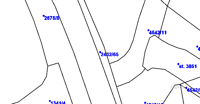 Parcela st. 2432/65 v KÚ Tlumačov na Moravě, Katastrální mapa