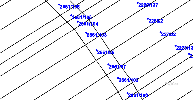 Parcela st. 2661/86 v KÚ Tlumačov na Moravě, Katastrální mapa