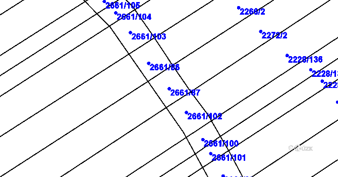 Parcela st. 2661/87 v KÚ Tlumačov na Moravě, Katastrální mapa