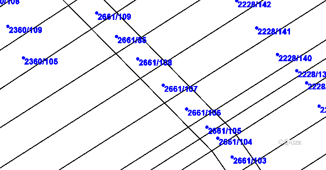 Parcela st. 2661/107 v KÚ Tlumačov na Moravě, Katastrální mapa