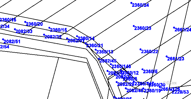 Parcela st. 2360/13 v KÚ Tlumačov na Moravě, Katastrální mapa