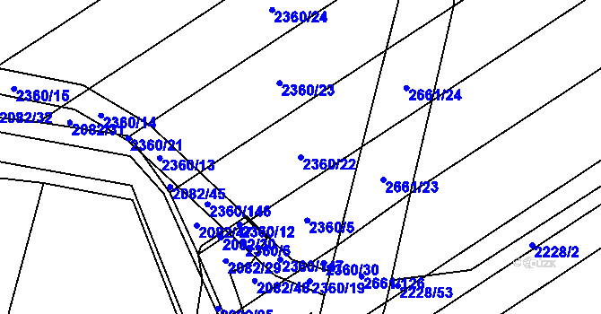 Parcela st. 2360/22 v KÚ Tlumačov na Moravě, Katastrální mapa