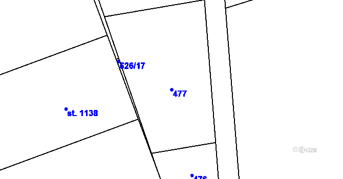 Parcela st. 477 v KÚ Tlumačov na Moravě, Katastrální mapa