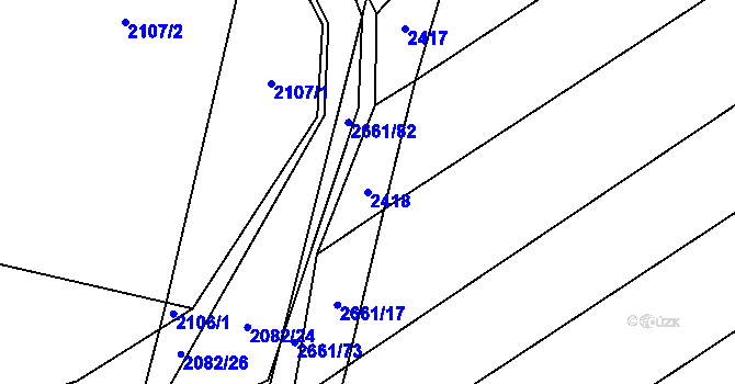 Parcela st. 2418 v KÚ Tlumačov na Moravě, Katastrální mapa