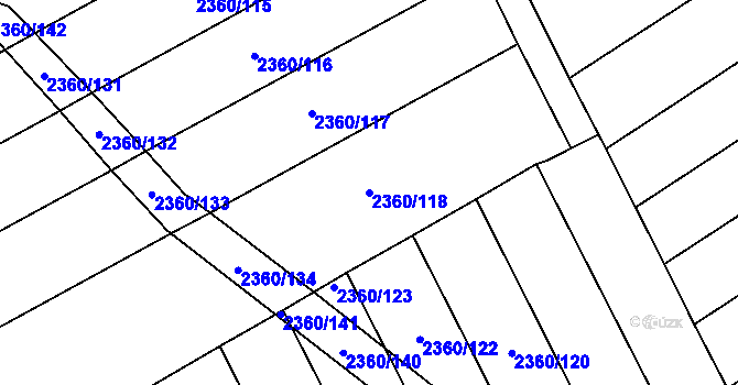 Parcela st. 2360/118 v KÚ Tlumačov na Moravě, Katastrální mapa