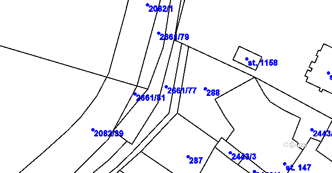 Parcela st. 2661/77 v KÚ Tlumačov na Moravě, Katastrální mapa