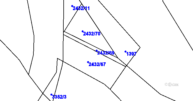 Parcela st. 2432/69 v KÚ Tlumačov na Moravě, Katastrální mapa