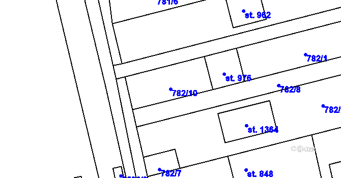 Parcela st. 782/10 v KÚ Tlumačov na Moravě, Katastrální mapa