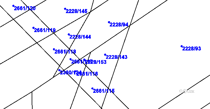 Parcela st. 2228/143 v KÚ Tlumačov na Moravě, Katastrální mapa