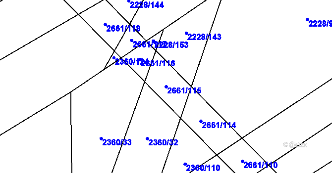 Parcela st. 2661/115 v KÚ Tlumačov na Moravě, Katastrální mapa