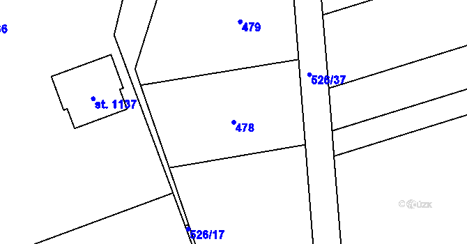 Parcela st. 478 v KÚ Tlumačov na Moravě, Katastrální mapa