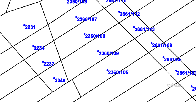 Parcela st. 2360/109 v KÚ Tlumačov na Moravě, Katastrální mapa