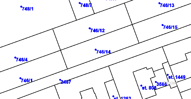 Parcela st. 746/14 v KÚ Tlumačov na Moravě, Katastrální mapa