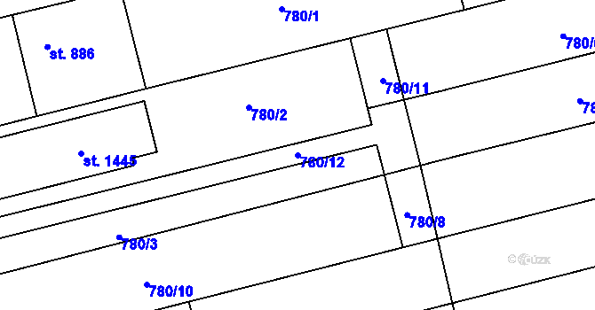 Parcela st. 780/12 v KÚ Tlumačov na Moravě, Katastrální mapa