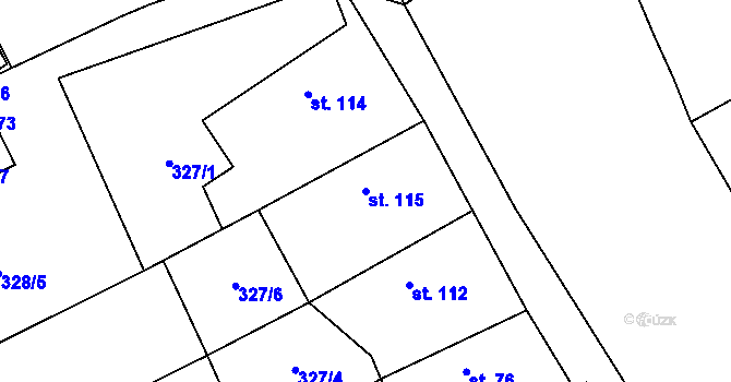 Parcela st. 115 v KÚ Tlustice, Katastrální mapa