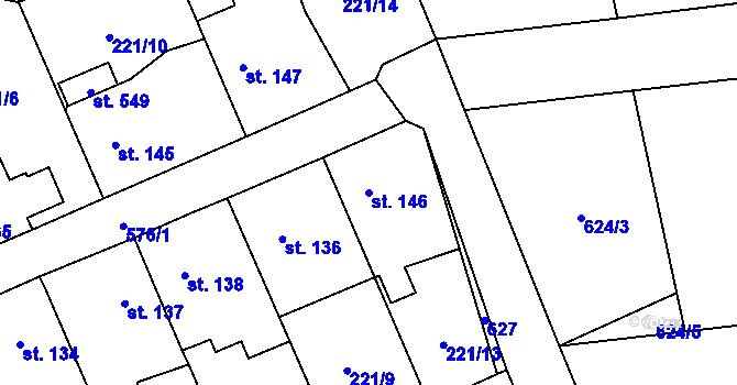 Parcela st. 146 v KÚ Tlustice, Katastrální mapa