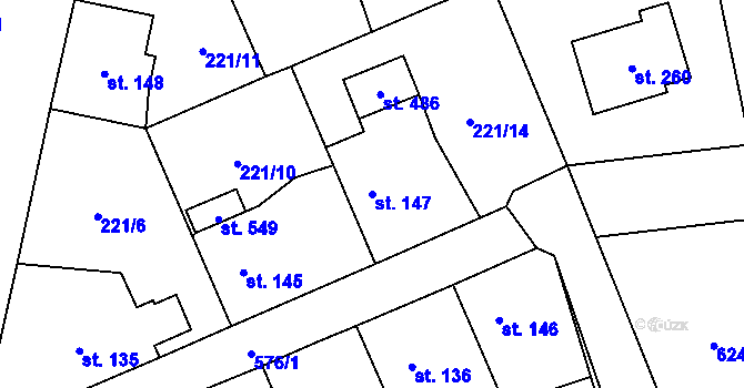 Parcela st. 147 v KÚ Tlustice, Katastrální mapa