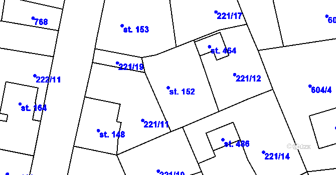Parcela st. 152 v KÚ Tlustice, Katastrální mapa